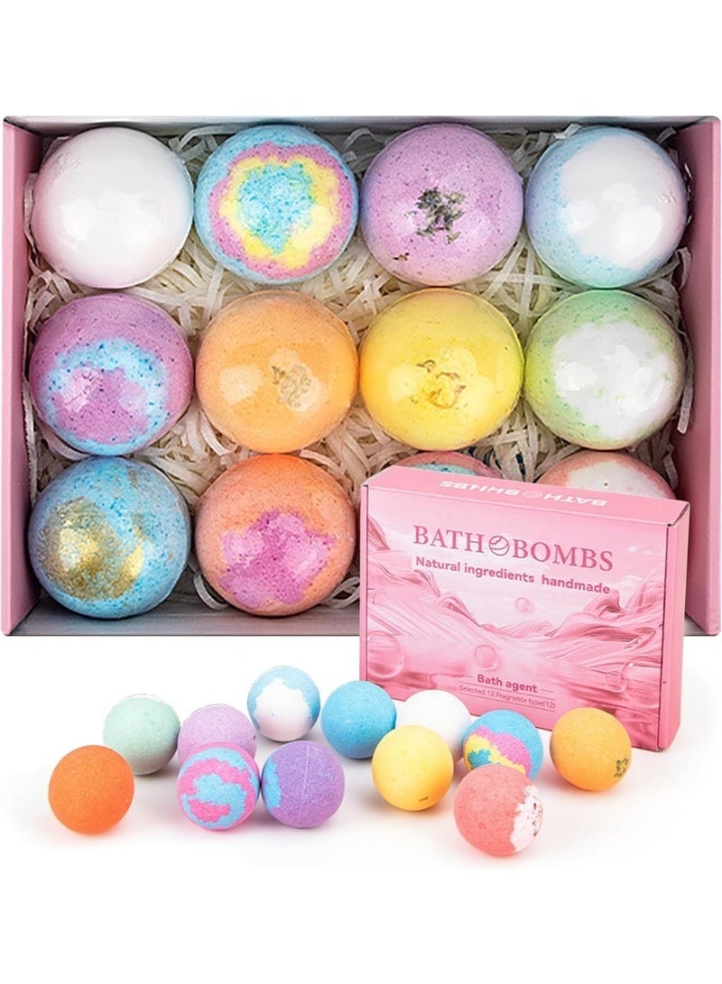 Arabest 12pcs Natural Handmade Bath Bombs Salt Balls Gift Set, with Sea Salt & Shea Butter, Moisturizing Dry Skin, Stress Relief, Bubble Bath, Perfect Care Relaxing Spa Gifts for Women, Men & Kids - Image 1
